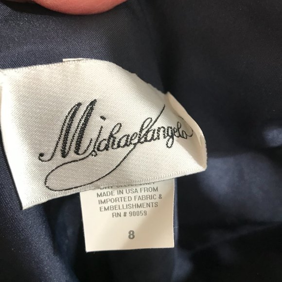 Michaelangelo Navy blue formal sleeveless gown with train and wrap - Picture 9 of 10